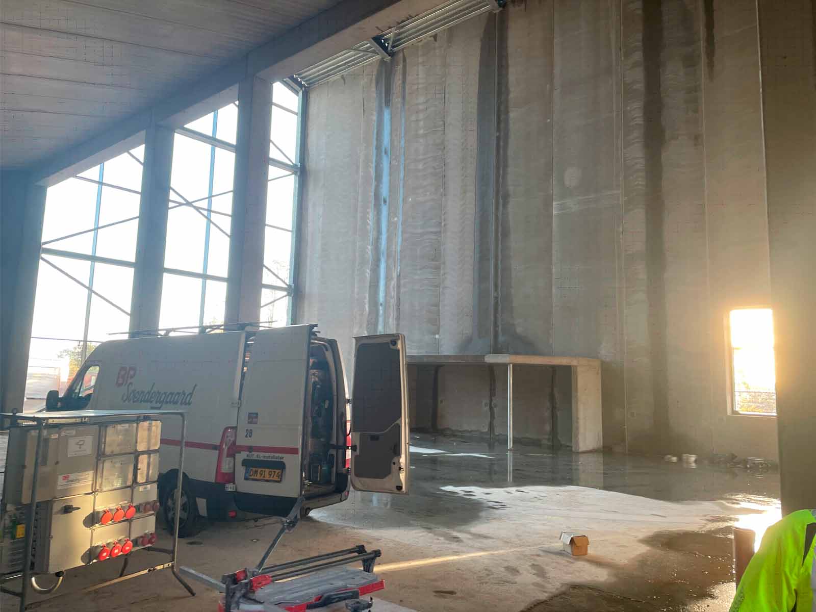 Indenfor i Middelfart Vandværk som er ved at blive bygget
