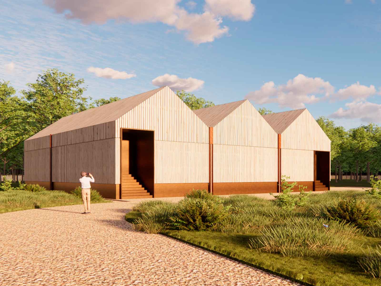 Arkitekttegning af transformerstation ved Marina Syd Kolding